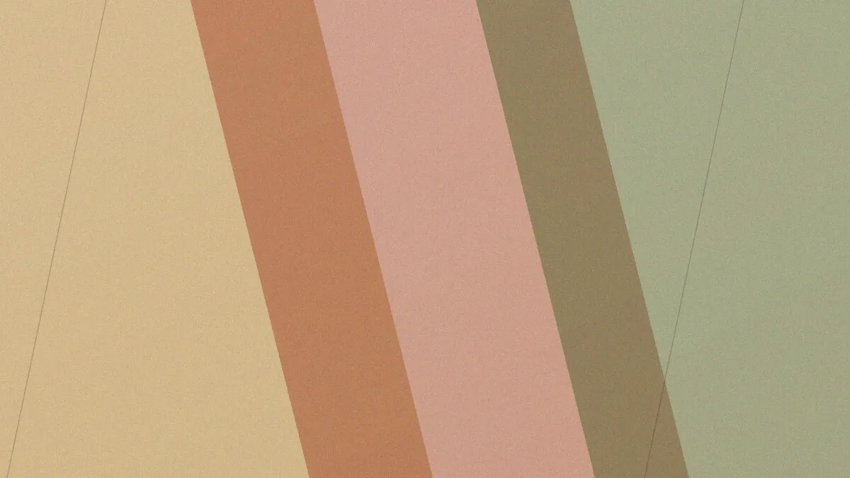 Soft diagonal bands of ochre, rust, and moss on a cream background.